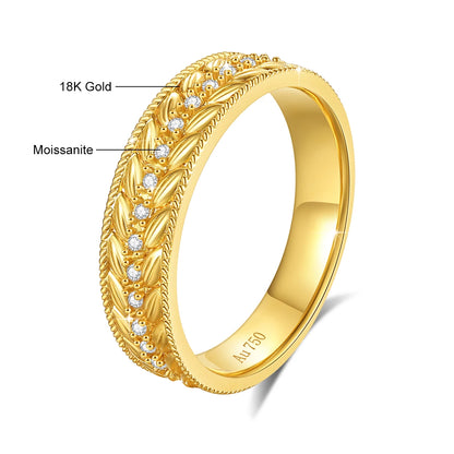 Genuine 100% 18K Gold Ring AU750 Moissanite Diamond Ring for Man Women Wedding Anniversary Engagement Gift High Jewelry