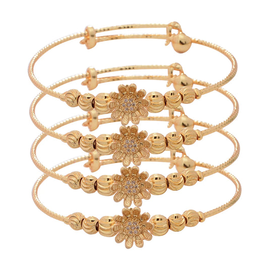 Dubai Maiden Gold Color zircon Bracelet Bangles Wedding Flower Jewelery Africa Bangles  women Flower Bangles Bijoux femme