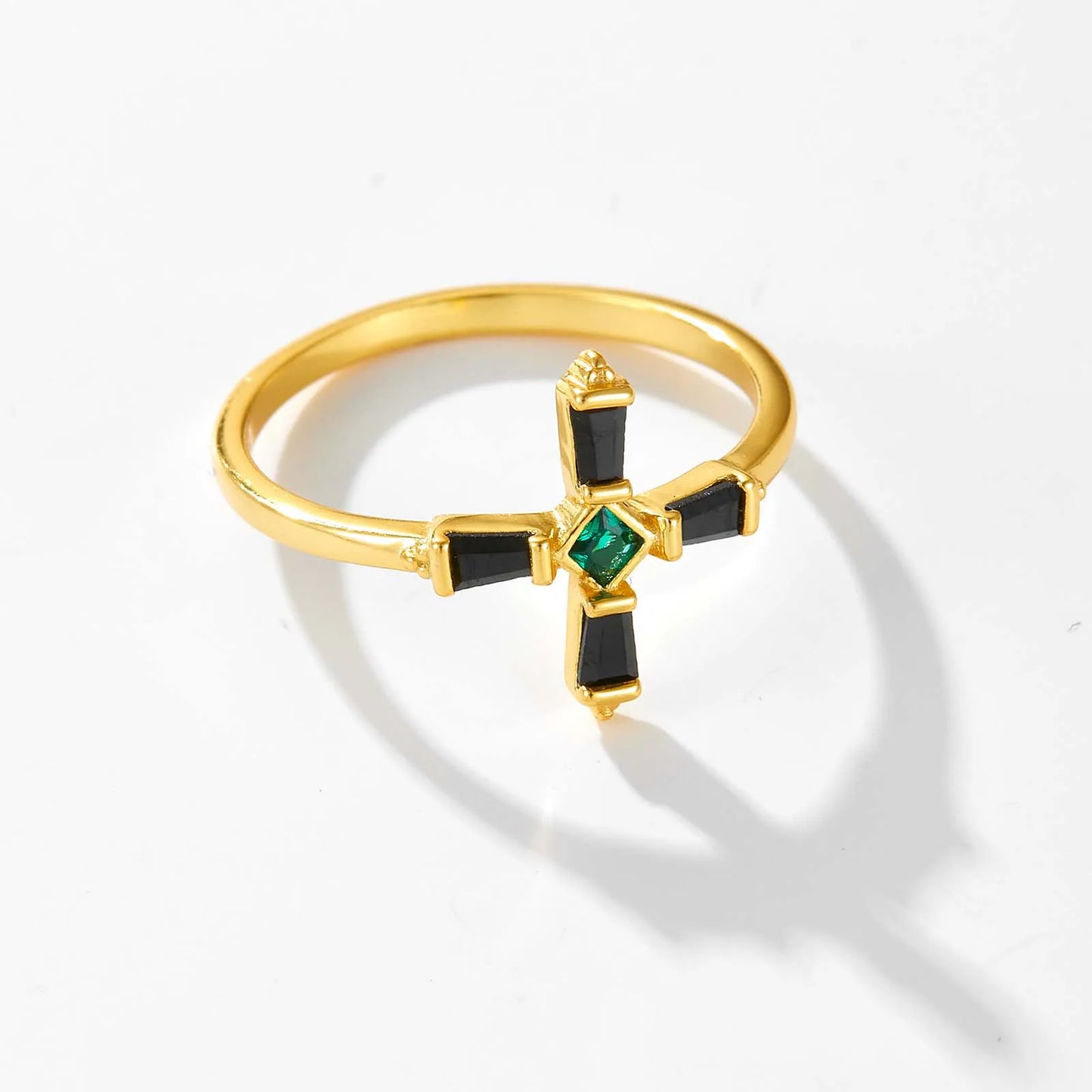ANDYWEN 925 Sterling Silver Black Cross Luxury Ring Jewelry Fine Jewelry 2021 Wedding Jewels Slim Size Crystal Green Anillo Fino