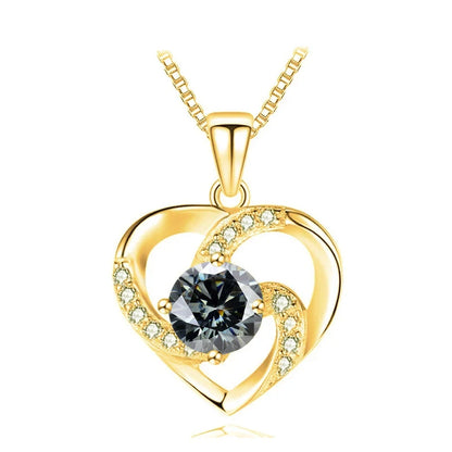 JoyceJelly 1CT Pass Tested Moissanite Heart Necklace for Women S925 Silver Gold Silver Color Diamond Pendant Birthday Party Gift