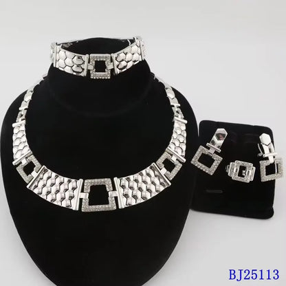 Wedding Jewelry Set Africal  Zircon Bracelet necklace Earring Ring 18K Gold Plated Jewelery set