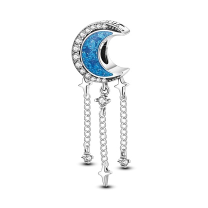Silver Plated Cat Moon Star Earphone Dangle Charm Bead Pendant Fit Bangle Bracelet for Women Gift DIY Making