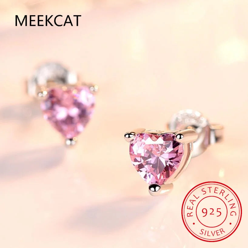 Heart Moissanite Earrings D Color VVS1 Lab Diamond Platinum Plated Sterling Silver Moissanite Stud Earring Women Fine Jewelry