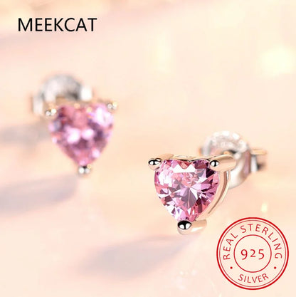Heart Moissanite Earrings D Color VVS1 Lab Diamond Platinum Plated Sterling Silver Moissanite Stud Earring Women Fine Jewelry