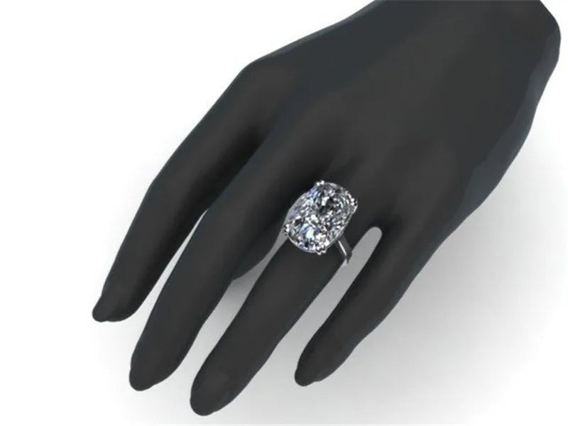 S925 Silver Color Engagement Egg Diamond Ring Sea Blue Topaz De Gemstone Bizuteria Ring for Women Bague Etoile Jewelry Rings