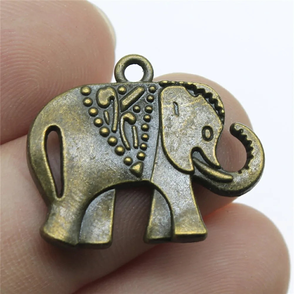 10pcs 25x21mm 2 Colors Antique Silver Color Antique Bronze Color Elephant Charms Handmade Jewelry Making Accessories