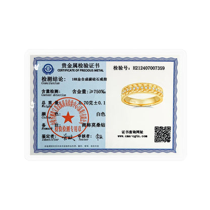 Genuine 100% 18K Gold Ring AU750 Moissanite Diamond Ring for Man Women Wedding Anniversary Engagement Gift High Jewelry