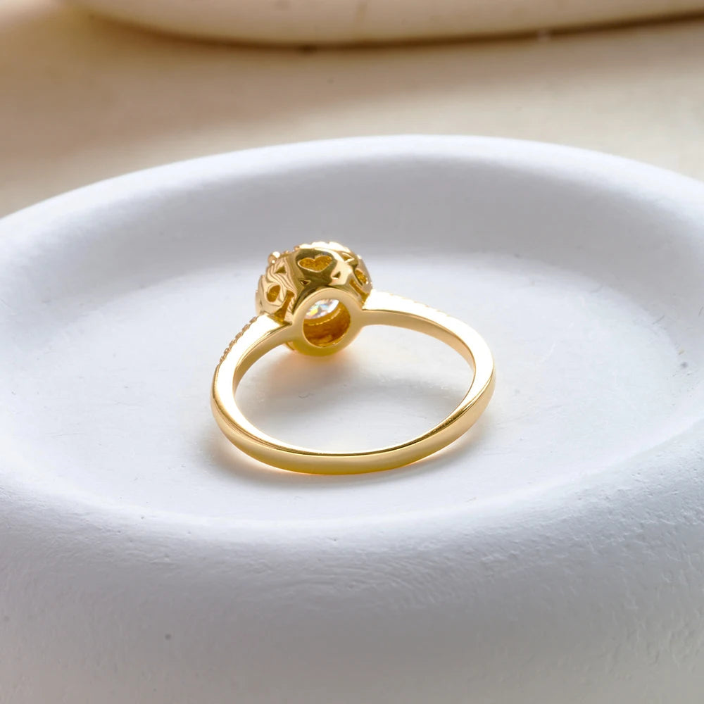 JoyceJelly Luxury 1CT 6.5MM Moissanite Diamond Rings Female Sterling Silver 925 Plated 14K Gold Wedding Engagement Fine Jewelry