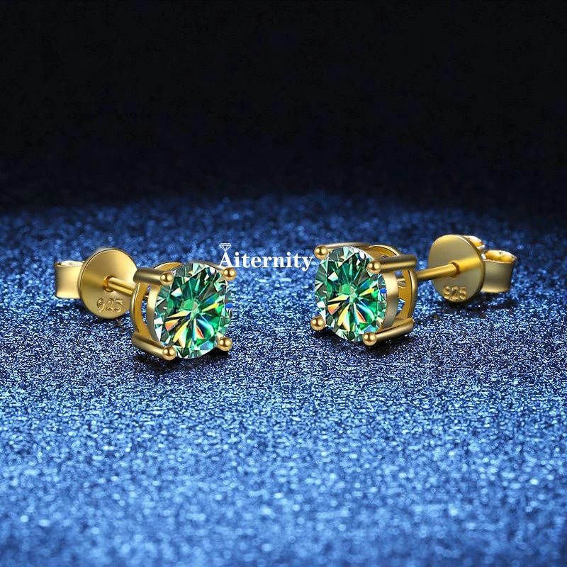 GRA Moissanite VVS1 Earrings Women 925 Sterling Silver Moissanita And Zircon Ear Studs Pink Yellow Red Orange Pass Diamond Test