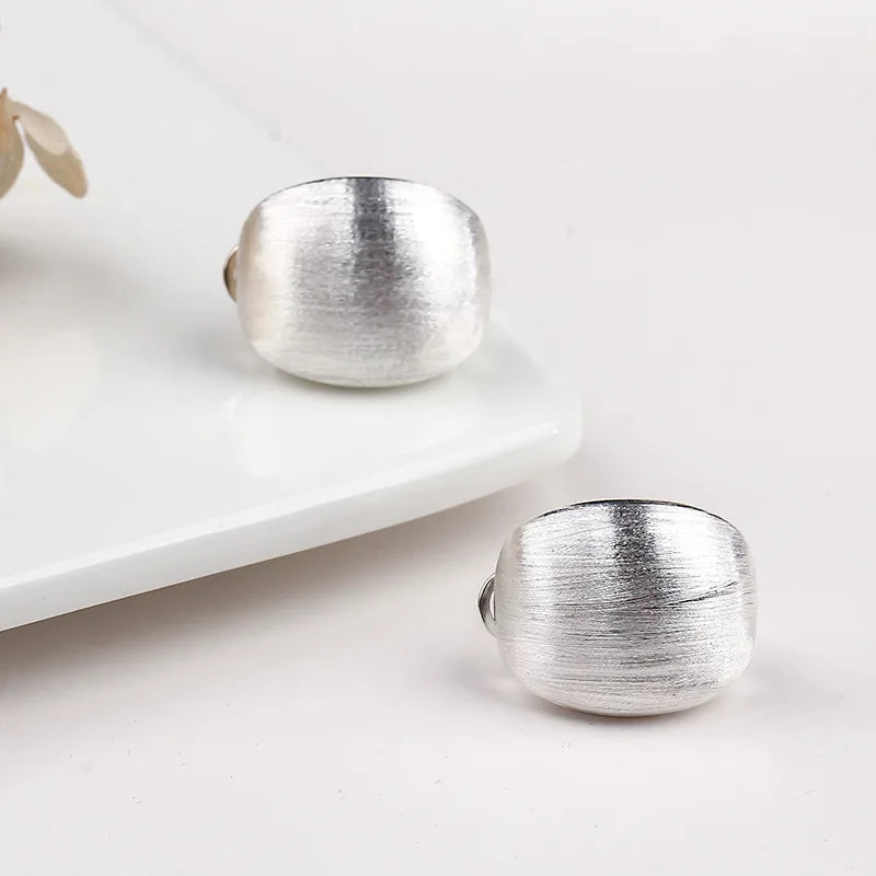 S925 Sterling Silver Stud Earrings for Women New Wire Drawing Surface Geometry Pure Argentum Ear Clip Jewelry Wholesale