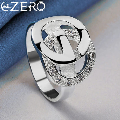 ALIZERO 925 Sterling Silver Letter e Zircon Ring For Woman Wedding Rings Engagement Band Fashion Party Charms Jewelry Gift