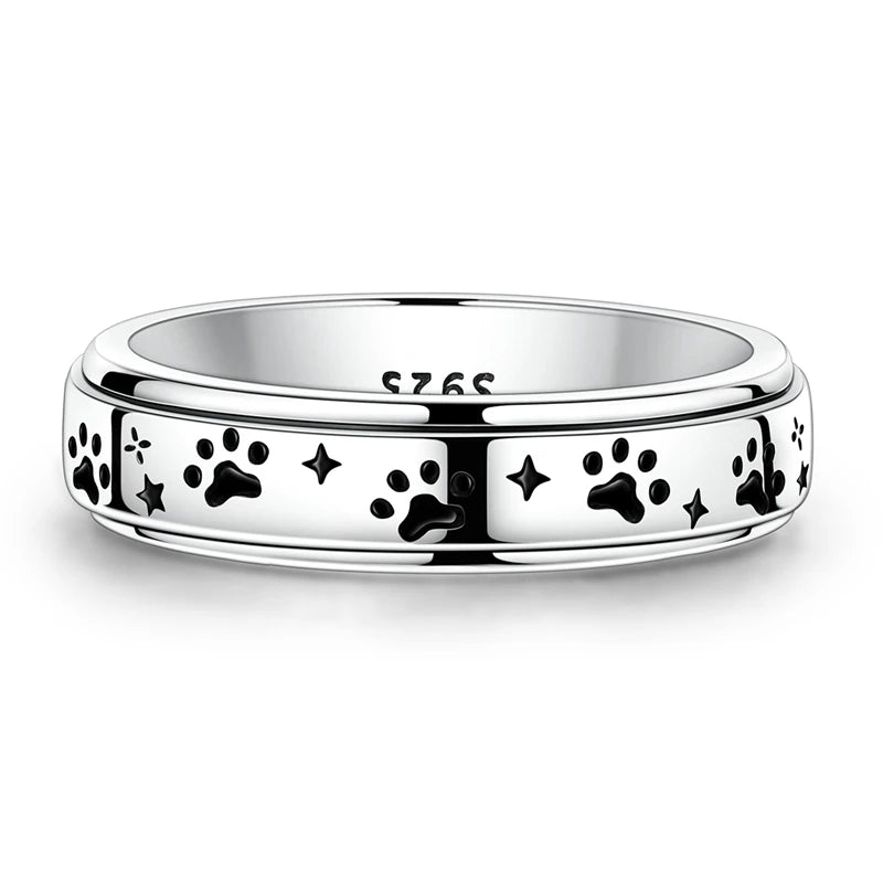 Original 925 Sterling Silver Sparkling Starry Paw Ring For Women Girls Jewelry Birthday Anniversary Gifts