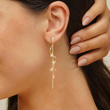 Women's Dangle Earrings 14K Gold Plated Cubic Zirconia Hypoallergenic Lightweight Trendy Fashion Jewelry for Women