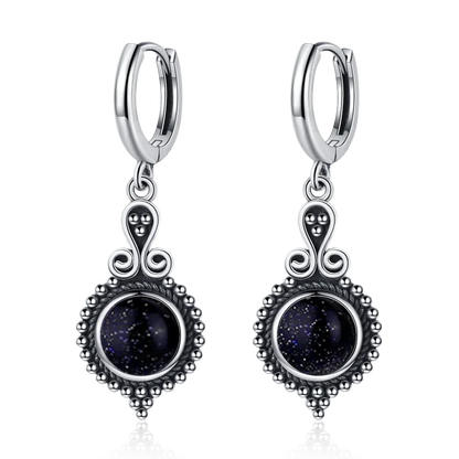925 Sterling Silver Natural Kyanite Drop Earrings for Women Wedding Gifts Jewelry Vintage Hoop Earrings