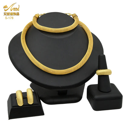 ANIID Dubai African Jewelry Sets For Women Big Animal Indian 24K Gold Color Jewelery Nigerian Necklace Ring Earring Wedding