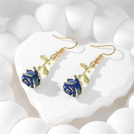 Gioielli Stoffa Earrings Alloy Oil Drop Flower Earrings Exquisite Female Jewelry Orecchini Lupo