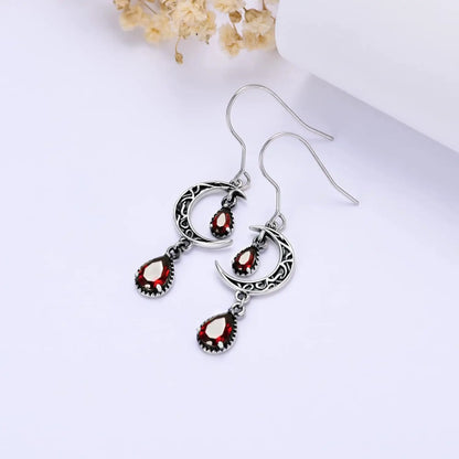 Orecchini a forma di luna da donna, in argento Sterling 925, con pendente a forma di luna celtica