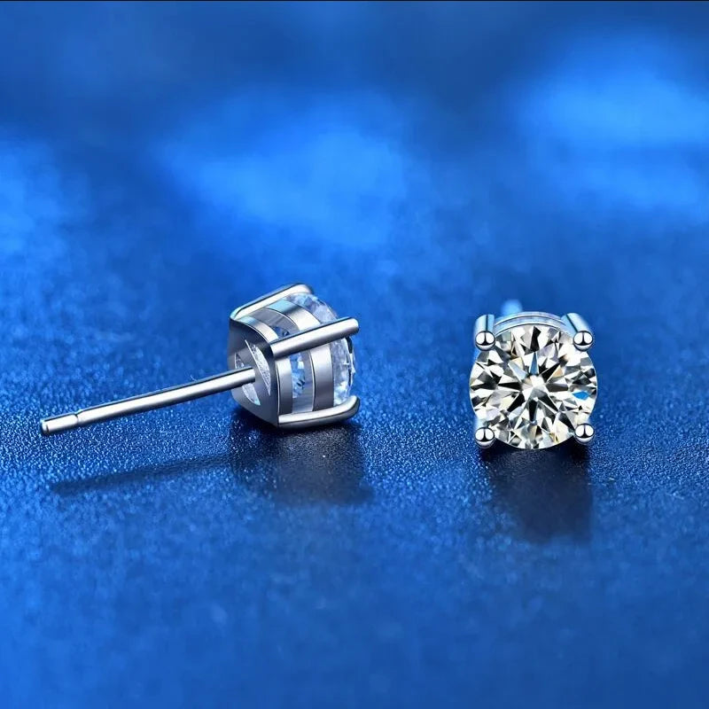 GRA Moissanite VVS1 Earrings Women 925 Sterling Silver Moissanita And Zircon Ear Studs Pink Yellow Red Orange Pass Diamond Test