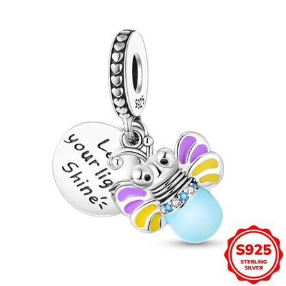 Glow-in-the-dark Fireflies Dangle Charm Bead Fits 3mm Bracelet Bangle Necklace For Women Pendant Luxury DIY Jewelry Making Gifts
