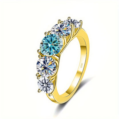 5 Stones 3.6CT All Moissanite Rings for Women gold Plated 925 Sterling Sliver Wedding Band Sparkling Diamonds Fine Jewelry GRA