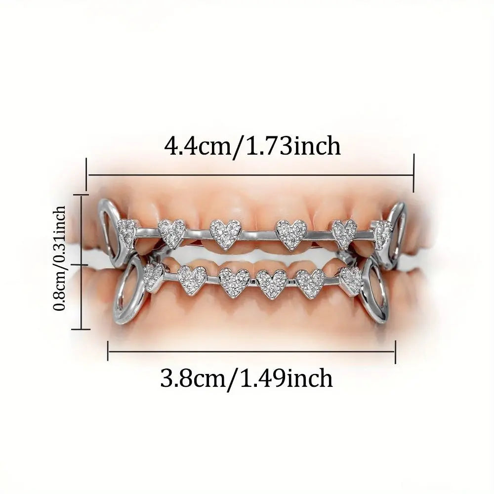 Trendy Hip Hop Dental Grills rhinestone Double Glossy Charm Teeth Grillz Simple Gold/Silver Tooth Caps for Women Men