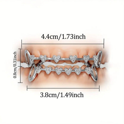 Trendy Hip Hop Dental Grills rhinestone Double Glossy Charm Teeth Grillz Simple Gold/Silver Tooth Caps for Women Men