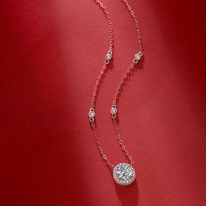 Certified 1CT Moissanite Necklace for Women D Color Lab Created Diamond 925 Silver Chains Original Certified Jewelry With GRR