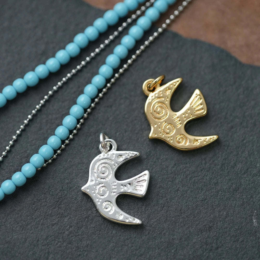 6PCS Gold Plated Brass Retro Ethnic Pattern Totem Animal Pendant Jewelry DIY Handmade Material Accessories Making Supplies