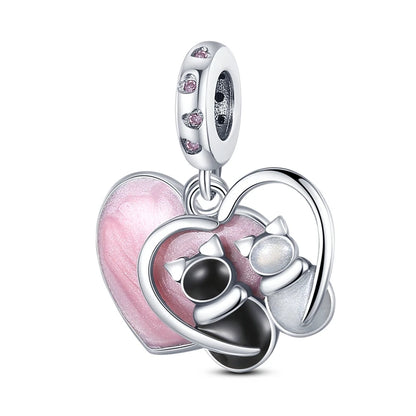 Silver Plated Cat Moon Star Earphone Dangle Charm Bead Pendant Fit Bangle Bracelet for Women Gift DIY Making