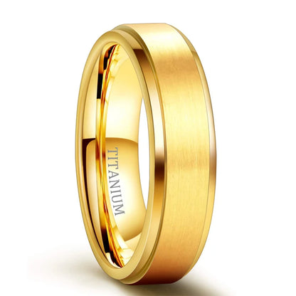 TIGRADE 18K Gold Plated Titianium Ring 6/8mm Men Engagement Band Wedding Band Couple Rings Unisex anelli donna bijoux femme