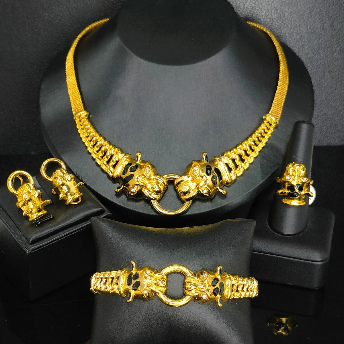 ANIID Dubai African Jewelry Sets For Women Big Animal Indian 24K Gold Color Jewelery Nigerian Necklace Ring Earring Wedding