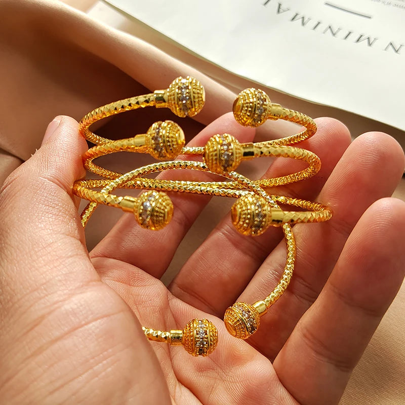 Gold Color Bangles For Women Girls Wedding Bracelet Bangles African Bridal  Jewelery Bijoux Femme wedding Bangles jewelry