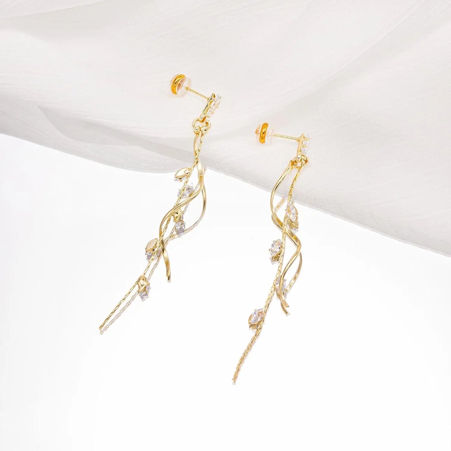 Women's Dangle Earrings 14K Gold Plated Cubic Zirconia Hypoallergenic Lightweight Trendy Fashion Jewelry for Women