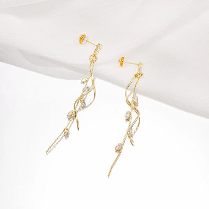 Women's Dangle Earrings 14K Gold Plated Cubic Zirconia Hypoallergenic Lightweight Trendy Fashion Jewelry for Women