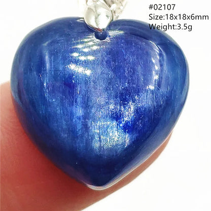 Natural Blue Kyanite Heart Love Pendant Jewelry Women Men Kyanite Necklace Cat Eye Beads Best Gift Fashion AAAAA