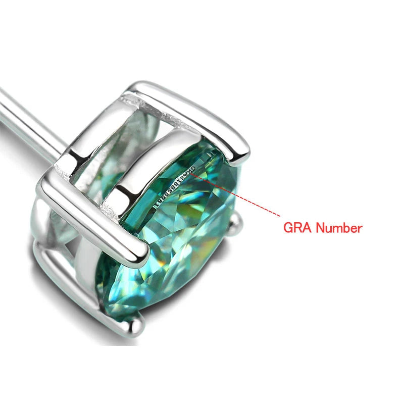 HORRIPAL Green Moissanite Earring 4 Prongs Classic Trendy Lab Grown Diamond with GRA Certified 925 Silver Earrings for Women Man