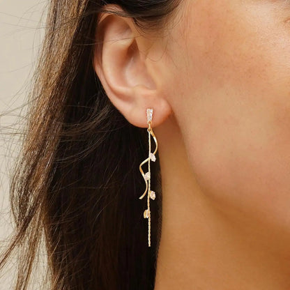 Women's Dangle Earrings 14K Gold Plated Cubic Zirconia Hypoallergenic Lightweight Trendy Fashion Jewelry for Women