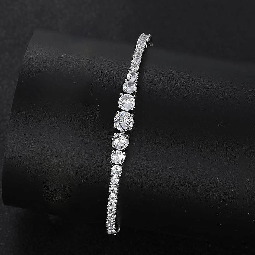 Full Moissanite Tennis Bracelet for Women with Certificate 3-5mm Size Gradient Lab Diamond Bracelets S925 Silver Plated 18K Gold