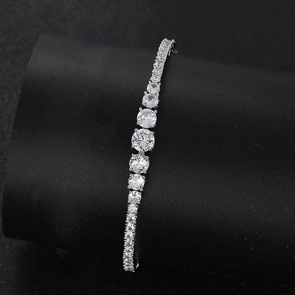 Full Moissanite Tennis Bracelet for Women with Certificate 3-5mm Size Gradient Lab Diamond Bracelets S925 Silver Plated 18K Gold