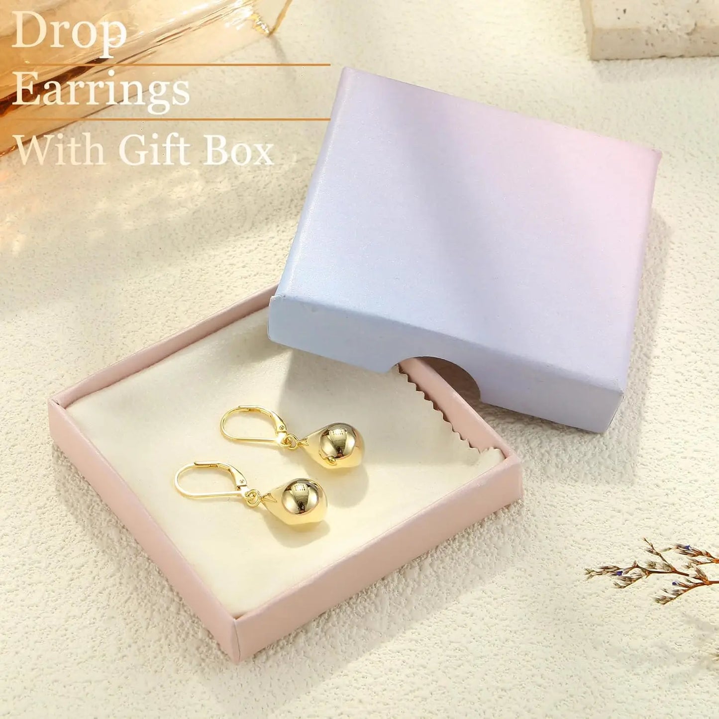 Orecchini Donna Argento 925 Orecchini a Goccia d'Acqua Brillante Orecchini Pendenti Placcati in Oro