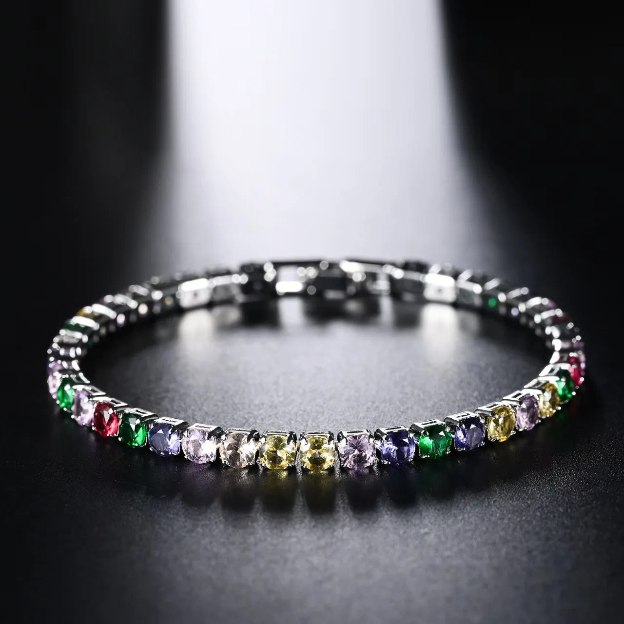 Hot popular S925 Sterling Silver charms 4MM Colored Crystal Bracelets for Women Fashion Jewelry Party wedding Engagement gifts