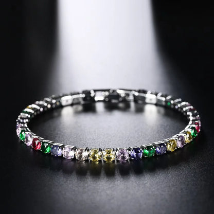Hot popular S925 Sterling Silver charms 4MM Colored Crystal Bracelets for Women Fashion Jewelry Party wedding Engagement gifts