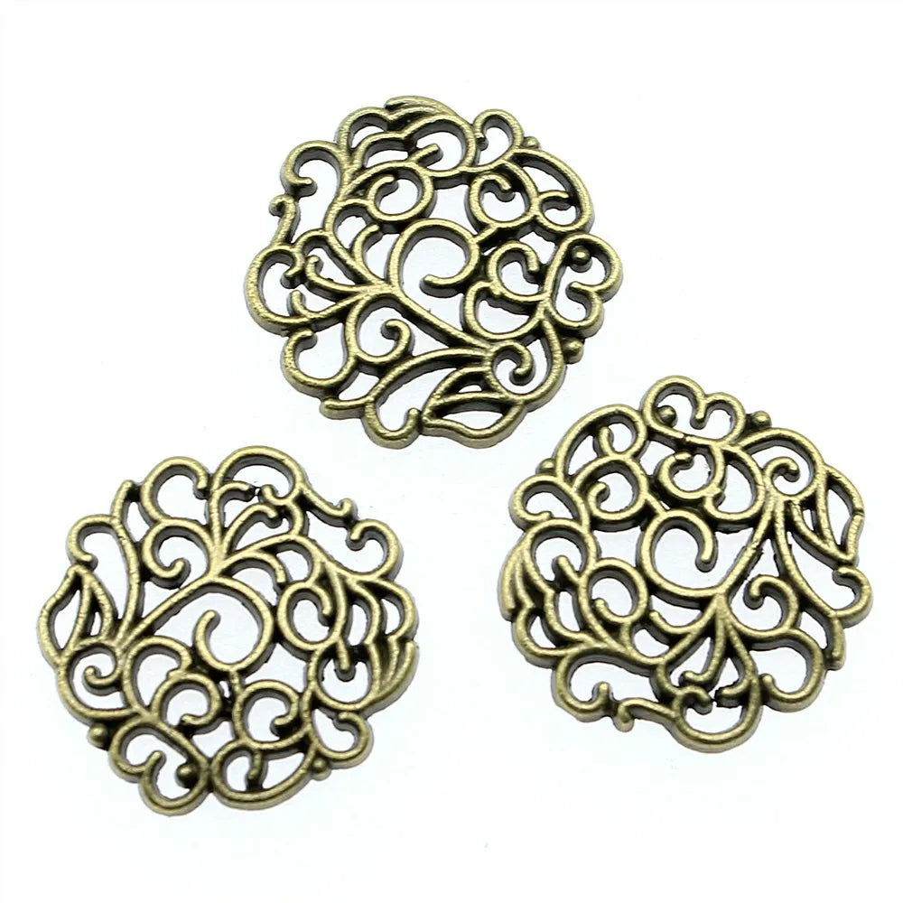 10pcs 18x18mm 2 Colors Antique Silver Color Antique Bronze Color Flowers Charms Handmade Jewelry Making Accessories
