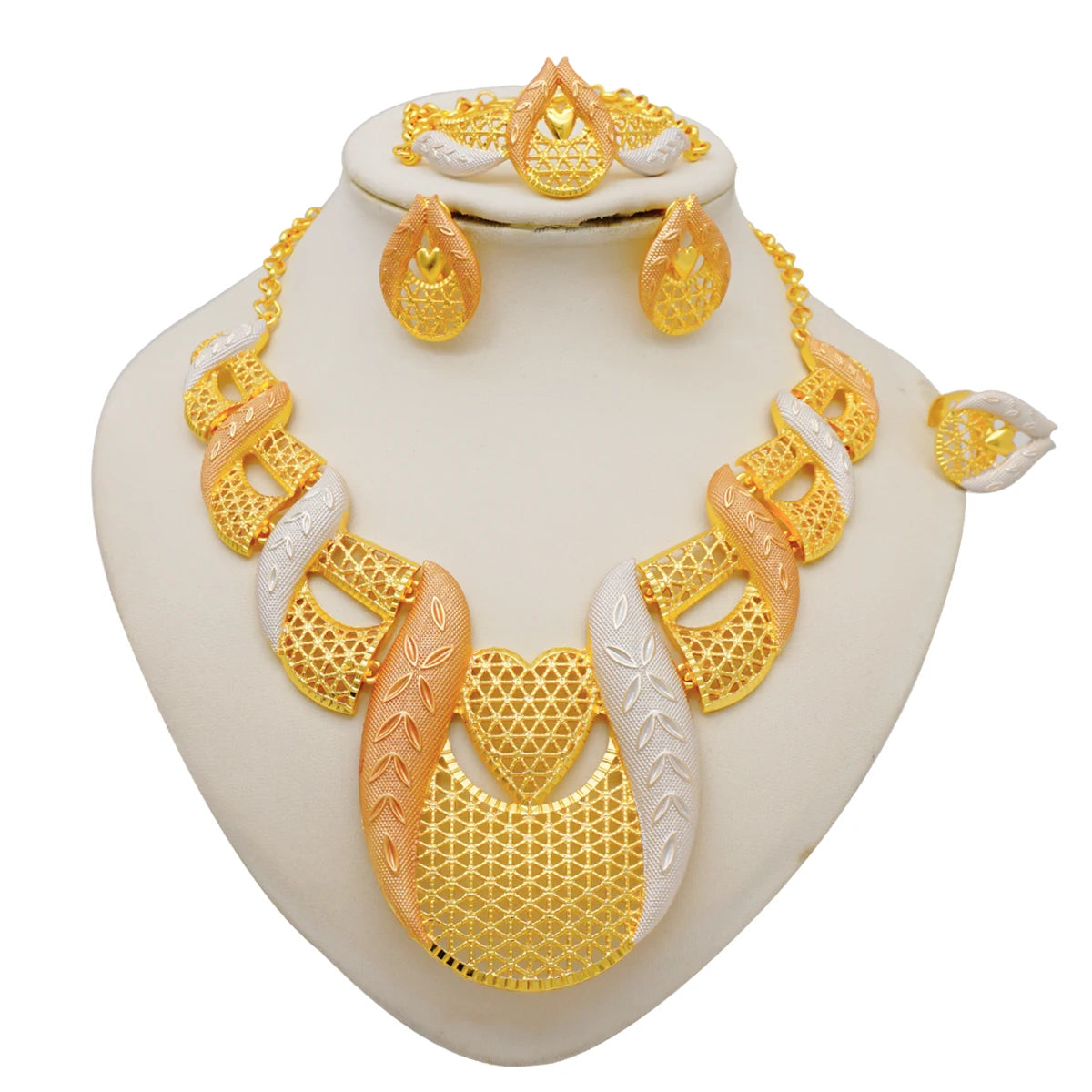 Dubai Gold Color Jewelry Sets African Indian wedding Bridal Wife gifts Necklace Bracelet Earrings ring Jewelery for Women 2022