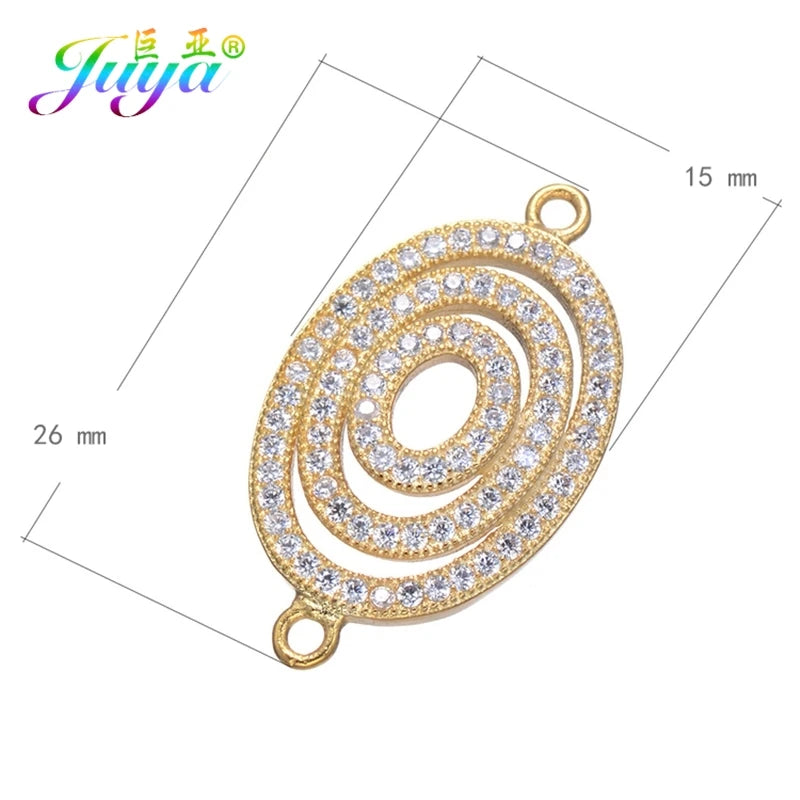 Juya Handmade 18K Gold Plated Cz Paved Decorative Copper Dragon Charms Connectors Accessories For DIY Talisman Jewelry Making