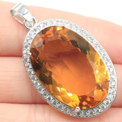 Buy 5 Get 1 Free 45x26mm Big Gemstone Peridot Golden Citrine Violet Tanzanite Orange Spessartine Garnet Dating Silver Pendant