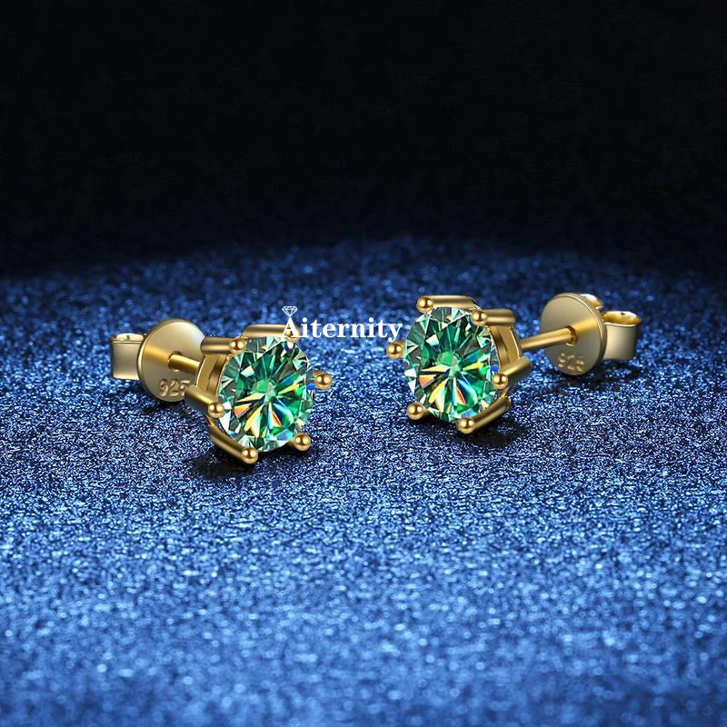 GRA Moissanite VVS1 Earrings Women 925 Sterling Silver Moissanita And Zircon Ear Studs Pink Yellow Red Orange Pass Diamond Test