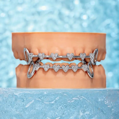 Trendy Hip Hop Dental Grills rhinestone Double Glossy Charm Teeth Grillz Simple Gold/Silver Tooth Caps for Women Men