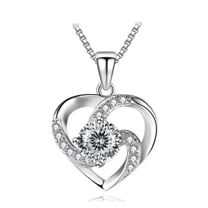 JoyceJelly 1CT Pass Tested Moissanite Heart Necklace for Women S925 Silver Gold Silver Color Diamond Pendant Birthday Party Gift