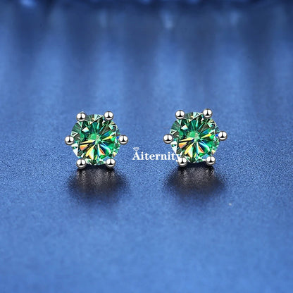 GRA Moissanite VVS1 Earrings Women 925 Sterling Silver Moissanita And Zircon Ear Studs Pink Yellow Red Orange Pass Diamond Test